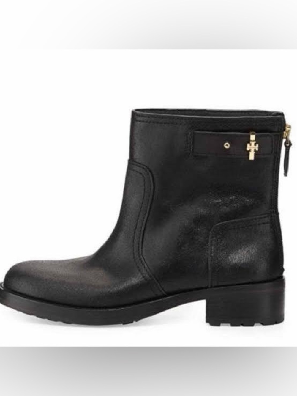 EUC Tory Burch Selena Distressed Leather Ankle Booties with Gold Accent 9